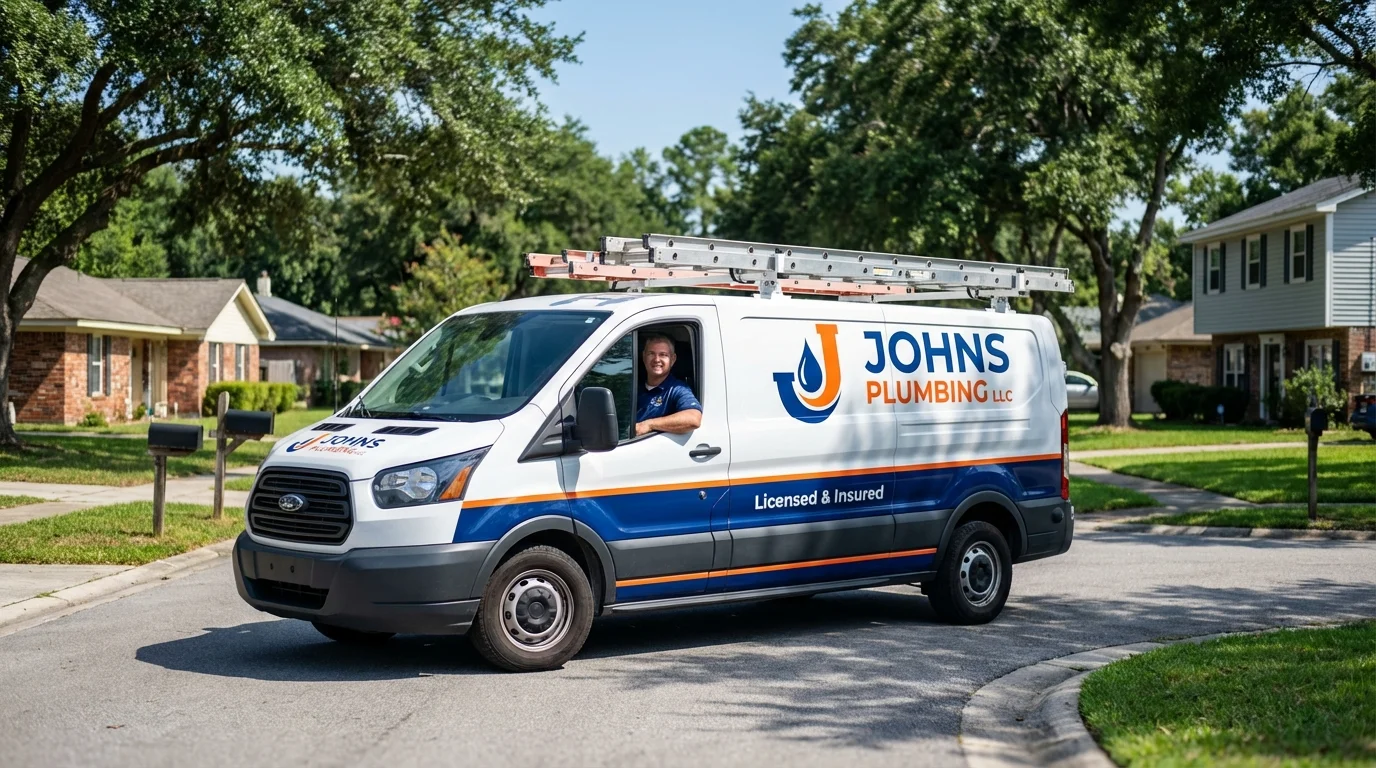 Johns Plumbing LLC service van in Olean, NY