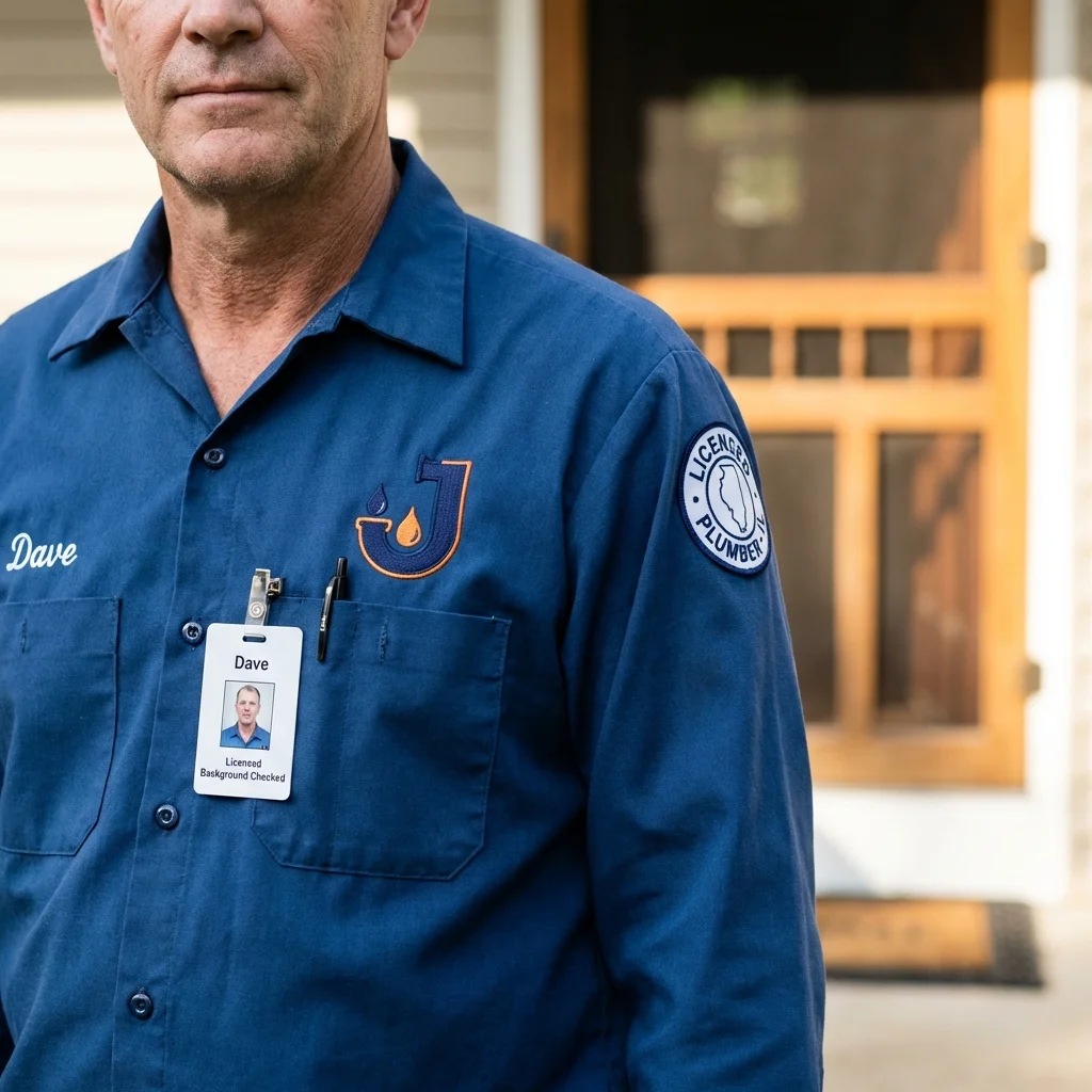 Licensed plumber showing ID badge in Olean, NY