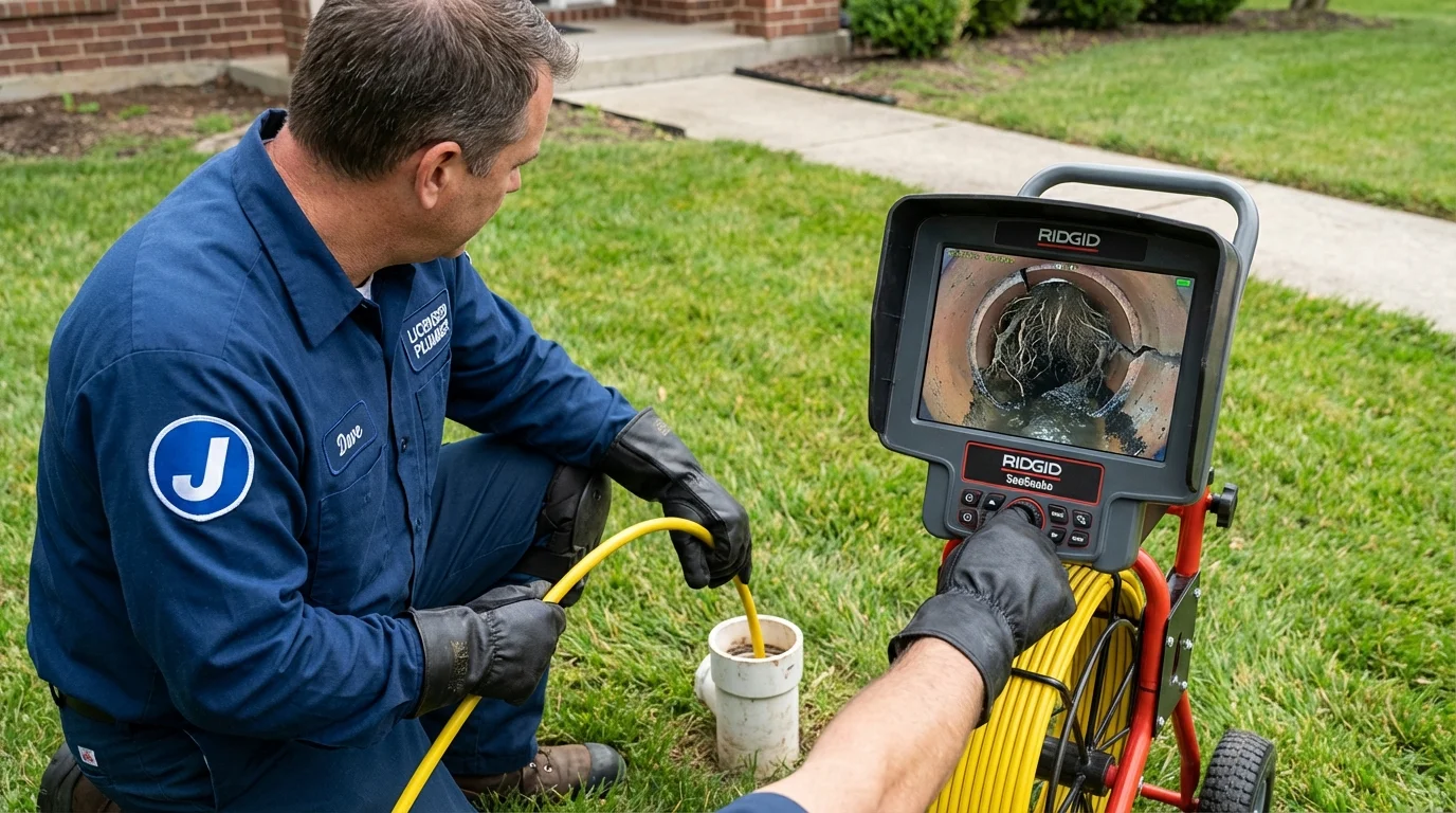 Sewer camera inspection being performed by Johns Plumbing LLC in Olean